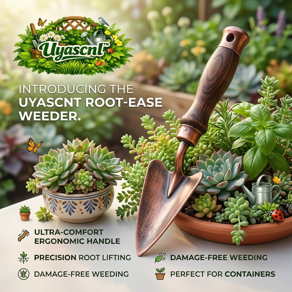 Uyascnl™ Root-Ease Weeder – Ergonomic Hand Trowel for Succulents & Container Gardening – Precision Weeding Tool for Deep Roots – Antique Finish, Comfort Grip for Indoor & Outdoor Plants